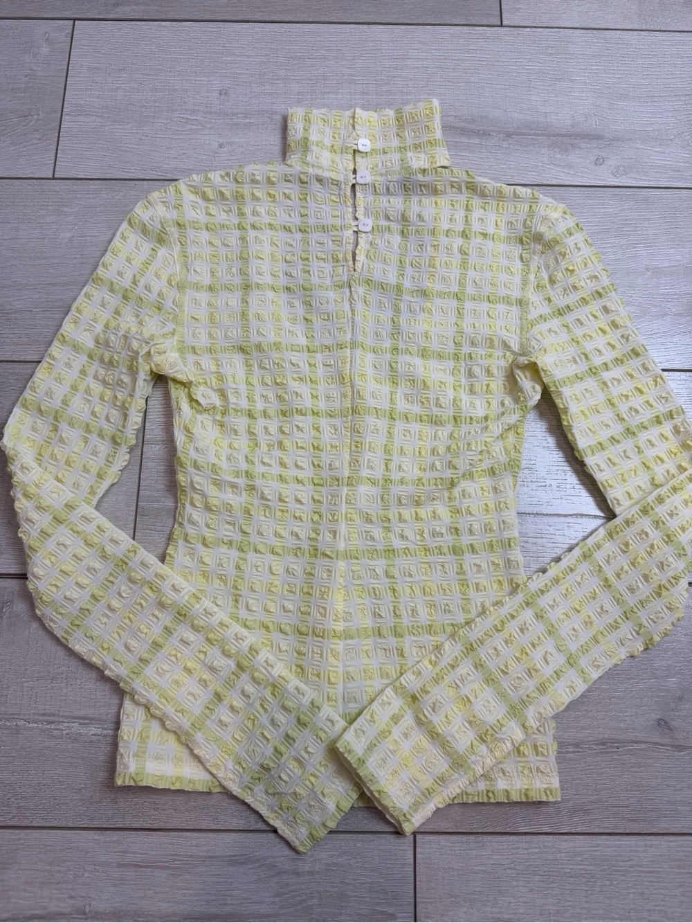 Nanushka Textured Checkerboard Mock Neck Top Size Small - Picture 7 of 7